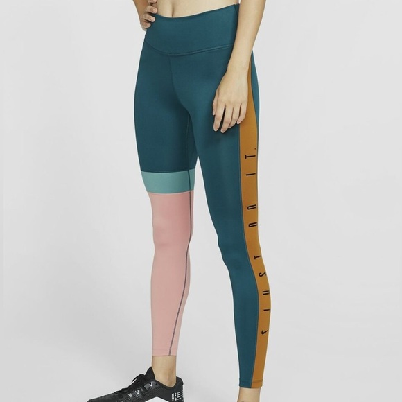 Womens Nike Nike NWT 7/8 Color Block Tights Size medium Mid Rise Dri Fit - Picture 1 of 8